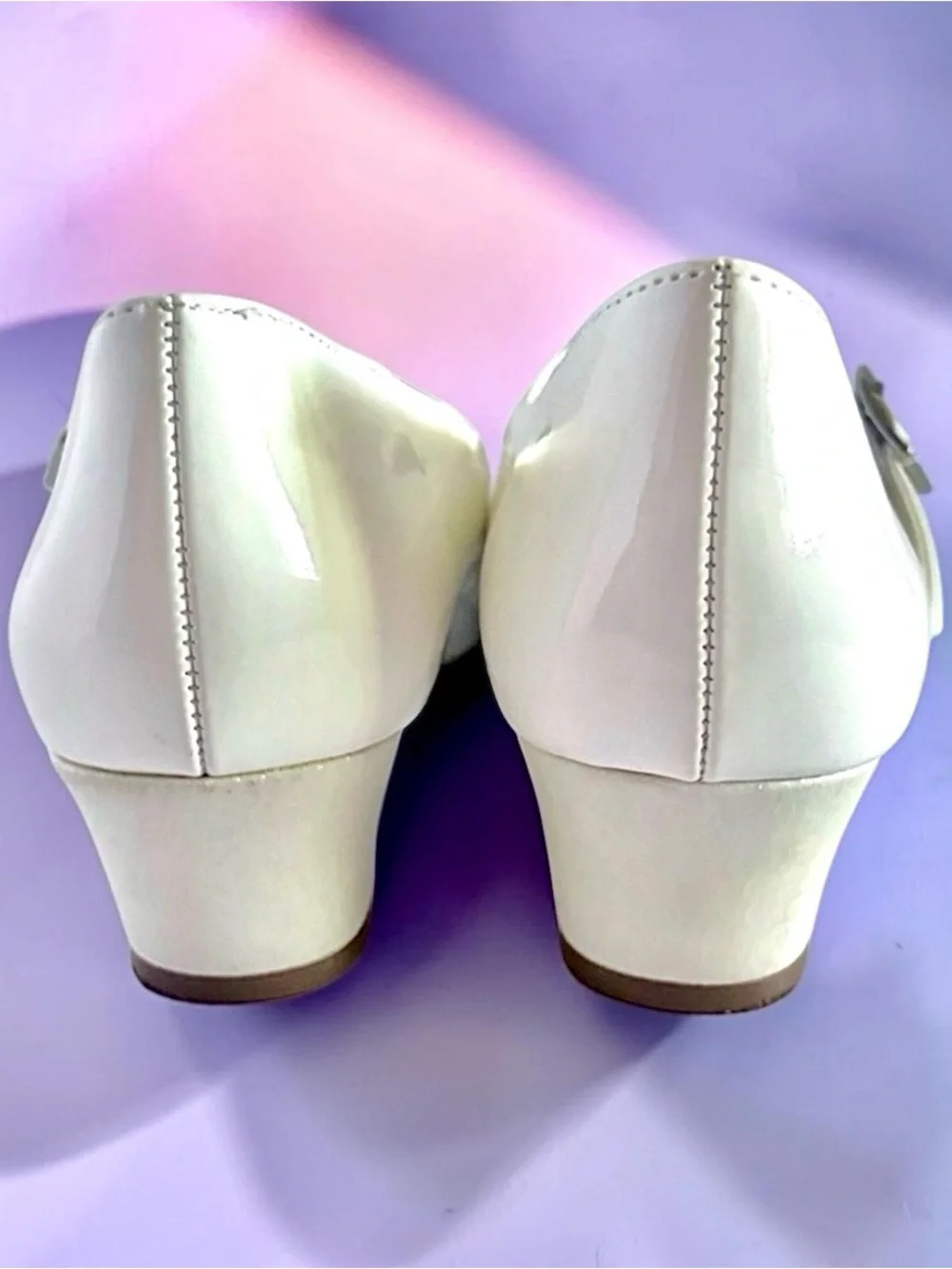 American Eagle Dress Heels White Patent Girls Size 2.5 Excellent Condition 👠